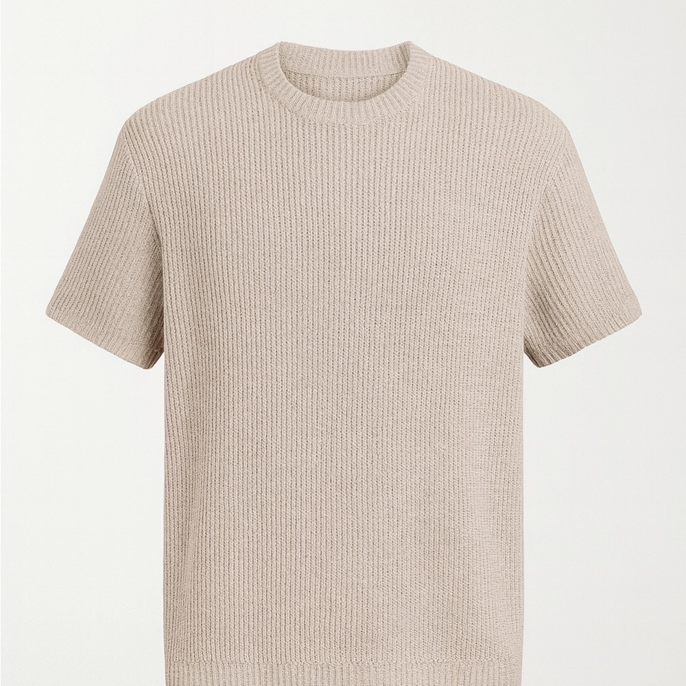 Beige Textured Knit Top